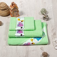 Детское махровое полотенце Мойдодыр зеленый