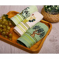Набор махровых кухонных полотенец «Олива с вышивкой»