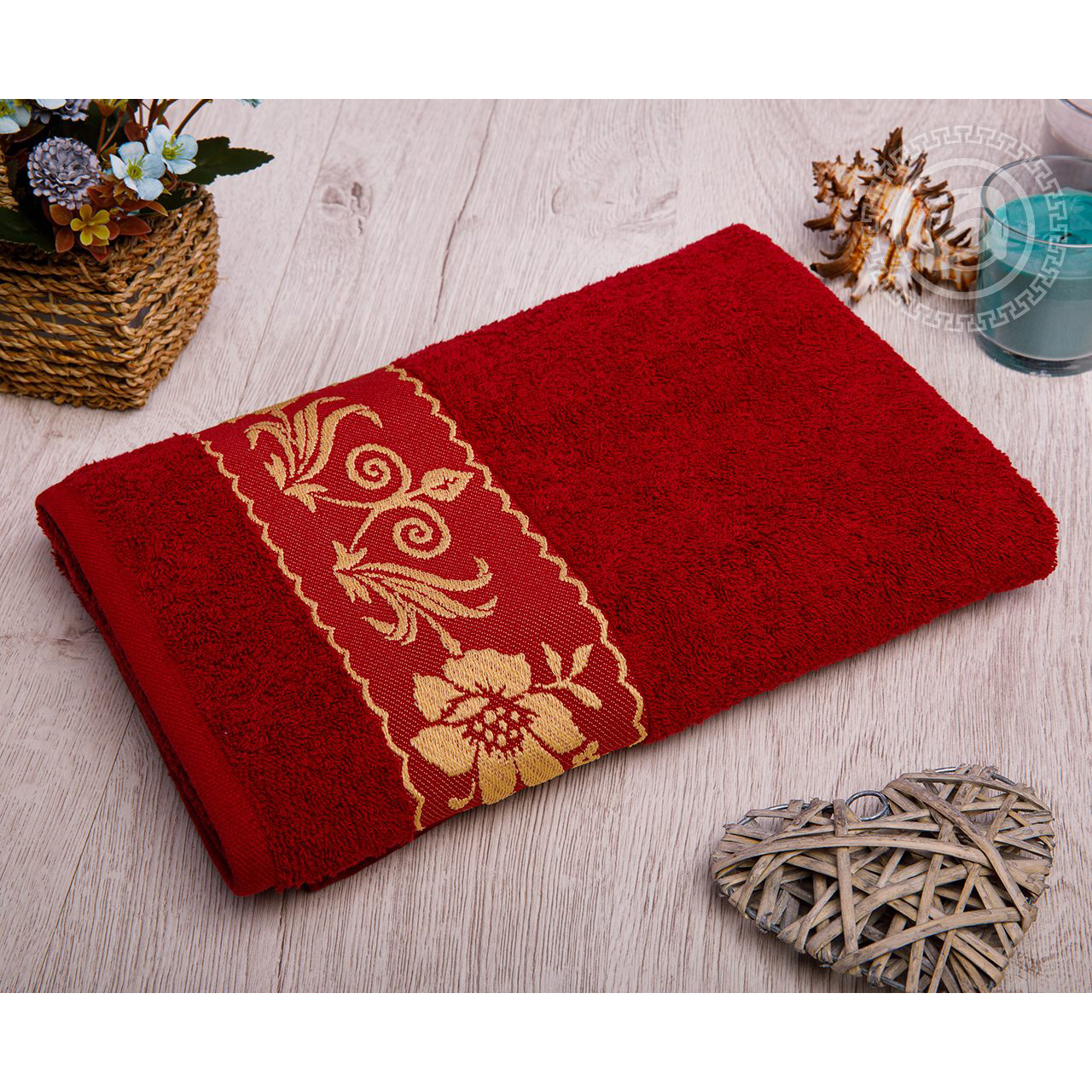 Махровое полотенце Прованс (бордовый)
