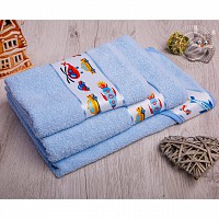 Детское махровое полотенце Мойдодыр (голубой)