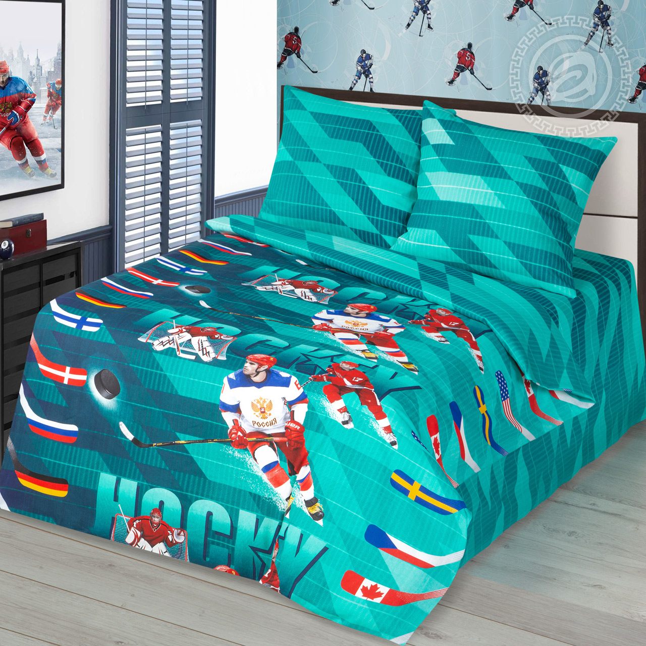 Комплект постельного белья из бязи Хоккей