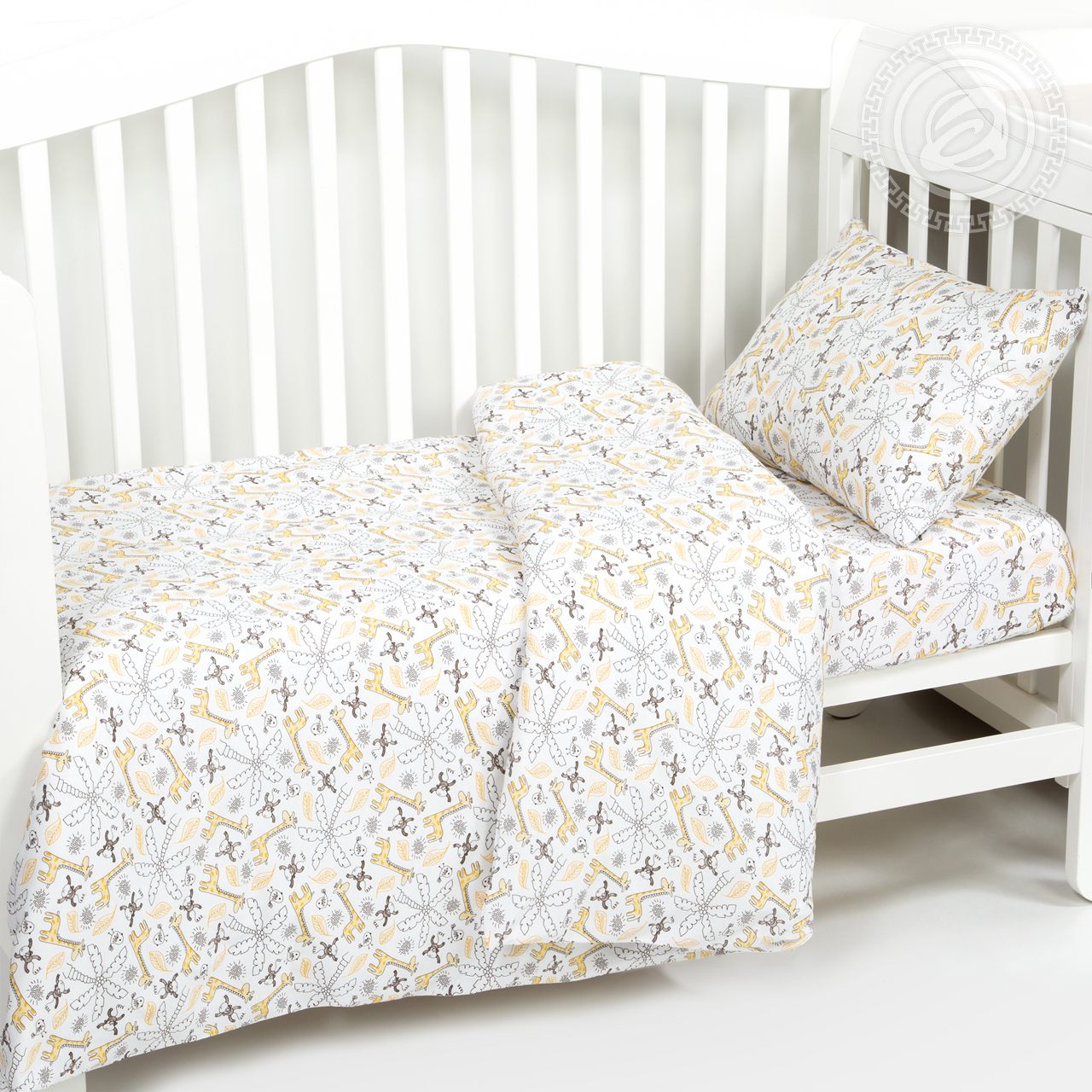 Комплект постельного белья для малышей из трикотажа Жирафчик